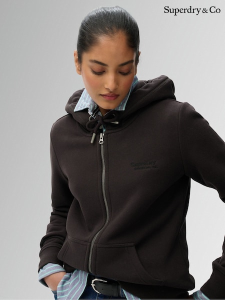 Black - Superdry Essentials Logo Full-zip Hoodie