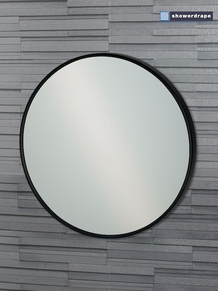 Showerdrape Black Portobello Round Metal Framed Bathroom Mirror (260172) | £54.50