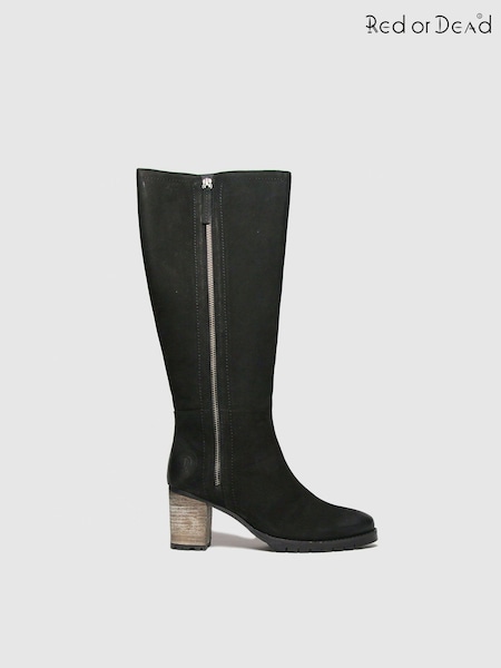 Red Or Dead Black Romeo Nubuck High Leg Boots (260235) | £110
