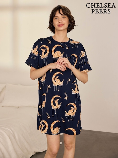 Blue - Chelsea Peers Lunar Bunny Print Nightshirt