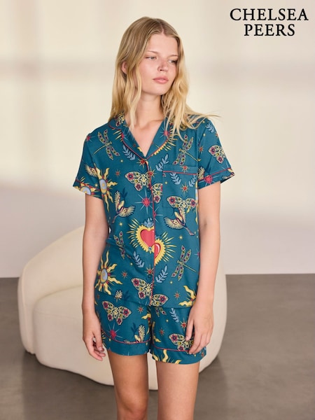 Green - Chelsea Peers Enchanted Glade Print Short Pyjamas Set