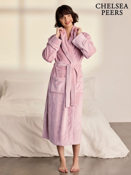 Pink - Chelsea Peers Fleece Long Dressing Gown