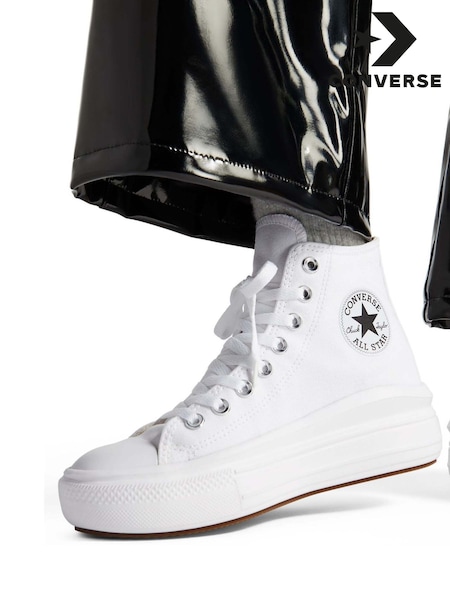 Converse White Move Platform High Top Trainers (261672) | £80