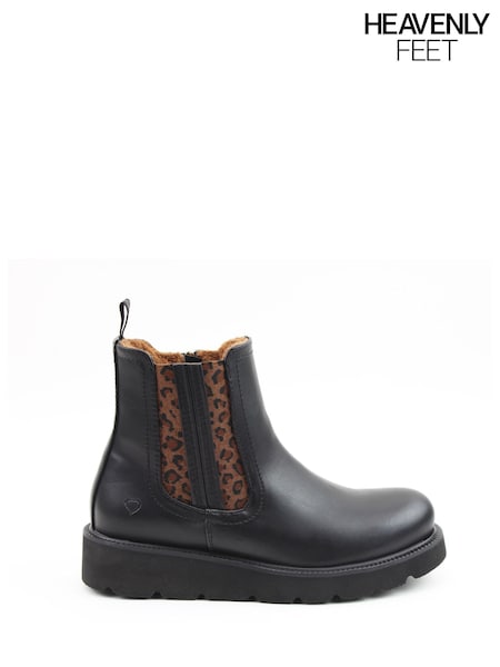 Black/Leopard - Heavenly Feet Triton2 Ankle Boots