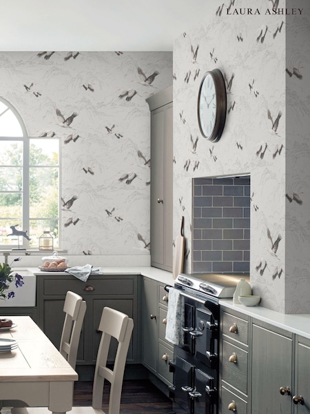 Laura Ashley Silver Animalia 10M Wallpaper (262452) | £48