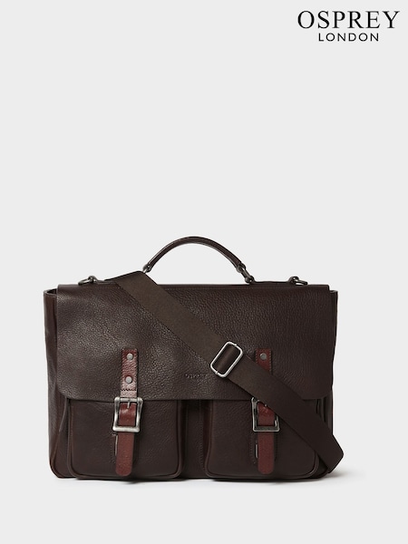 Brown - Regular Osprey London The Lorenzo Leather Briefcase Bag