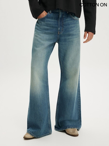 Blue - Regular Cotton On Baggy Bootcut Jeans