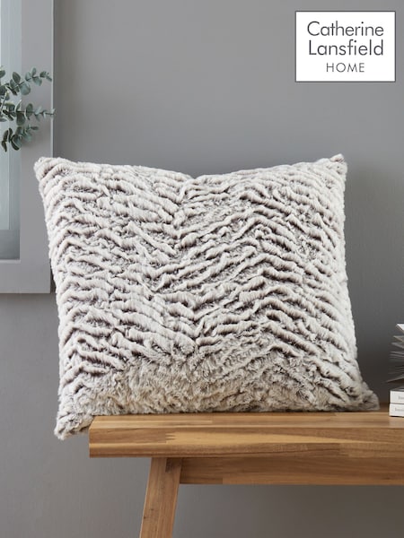 Catherine Lansfield Grey Wolf Faux Fur Cushion (263997) | £16