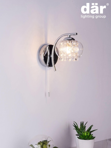 Dar Lighting Silver Elma Wall Light (264568) | £25