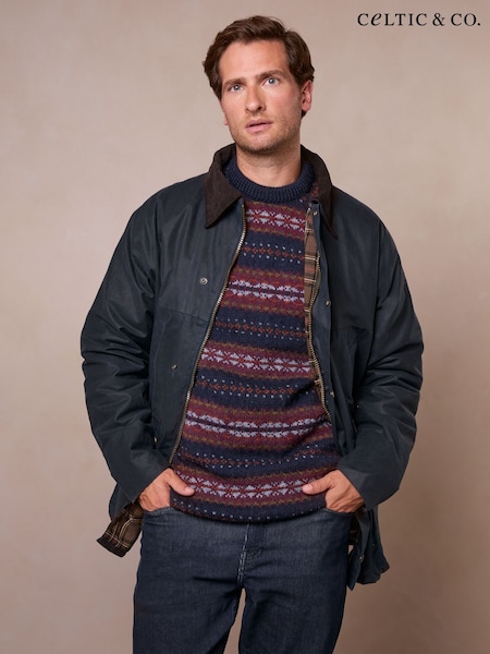 Blue - Regular Celtic & Co. Grown On Sleeve Waxed Jacket
