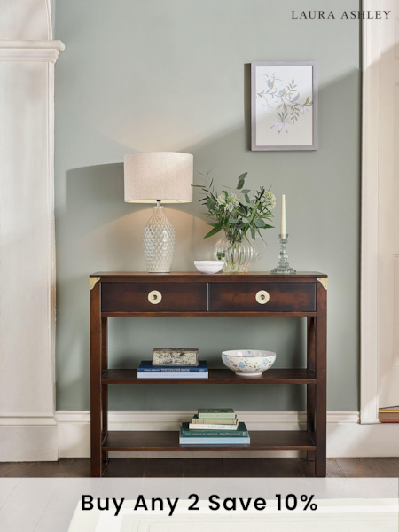 Laura Ashley Dark Chestnut Balmoral 2 Drawer Console Table (264827) | £725