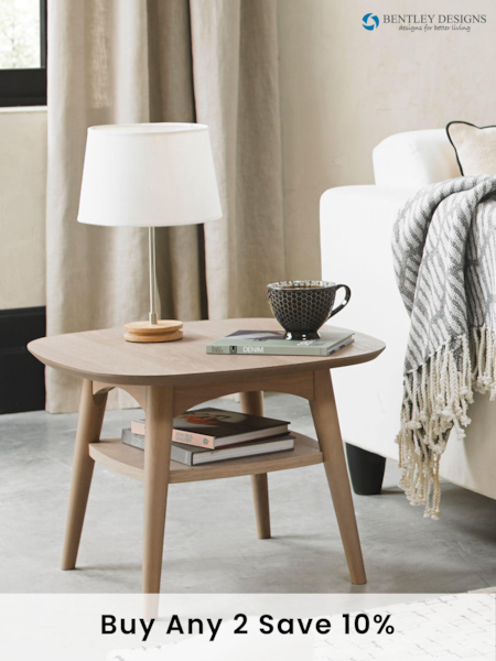 Bentley Designs Natural Dansk Lamp Table With Shelf (264868) | £170