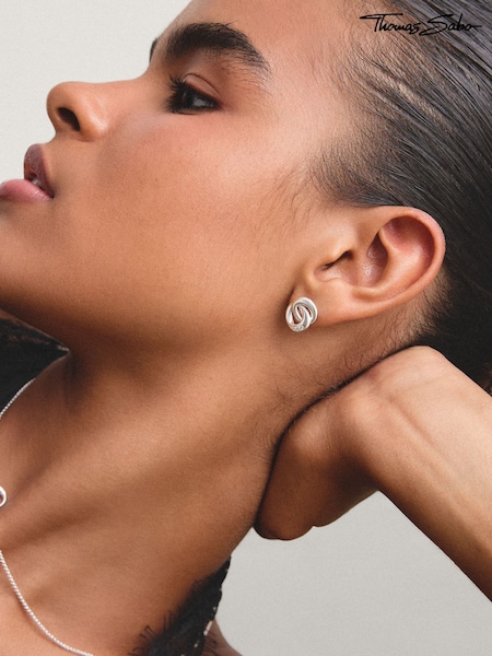 Silver Tone - Thomas Sabo Together Ear Studs With White Zirconia