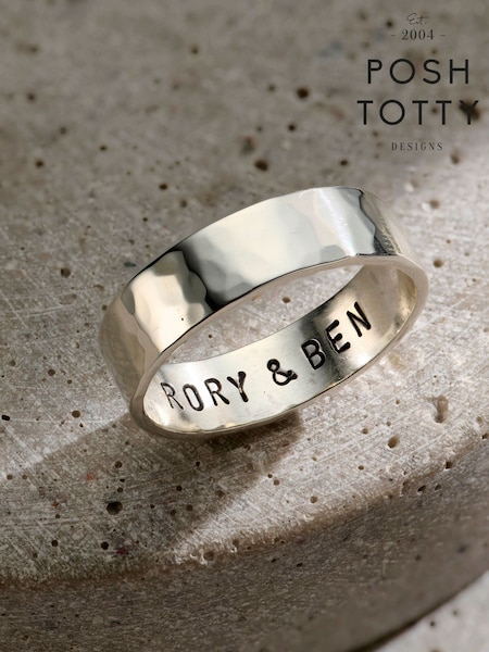 Sterling Silver - Regular Personalised Chunky Ring By Posh Totty Designs