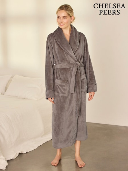 Brown - Chelsea Peers Fleece Long Dressing Gown