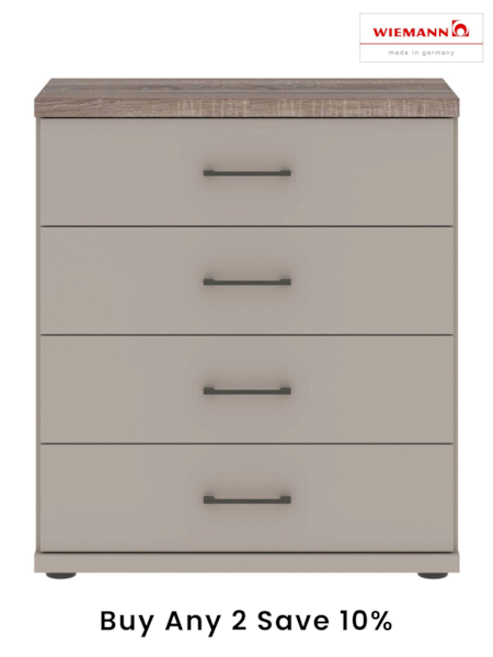 Wiemann Pebble Grey Truro Large 4 Drawer Chest (265962) | £430