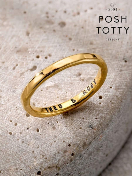 Gold Tone - Regular Posh Totty Designs Plated Personalised Stacker Ring