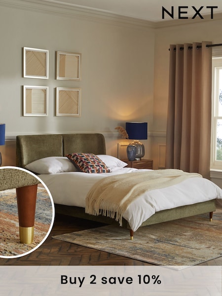 Plush Chenille Moss Green Flinton Upholstered Bed Frame (267348) | £715 - £815