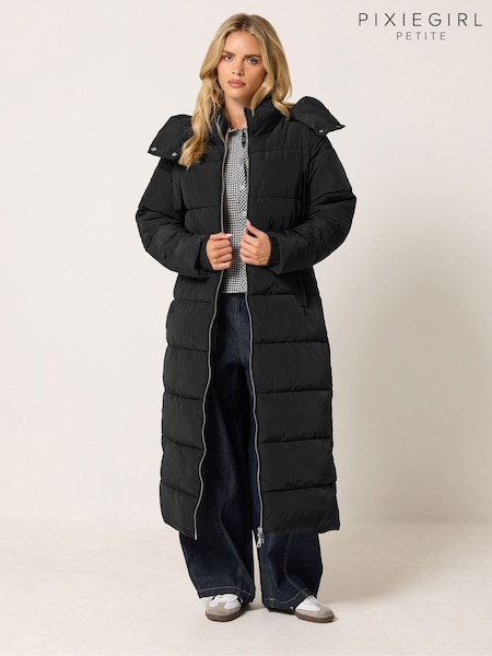 Black - Pixiegirl Petite Maxi Padded Coat