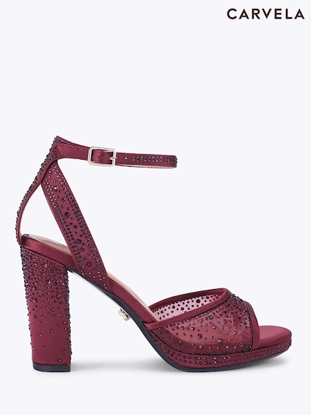 Red - Carvela Lovebird Embellished Mesh Platform Heeled Sandals