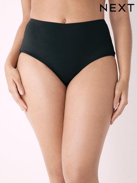 Black Tummy Control Midi Bikini Bottoms (267814) | £18