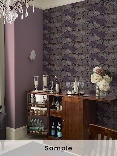 Laura Ashley Violet Grey Garwood Grove A4 Wallpaper Sample (268975) | £1
