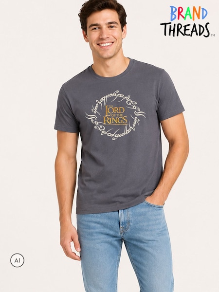 Grey - Regular Brand Threads Lord Of The Rings T-shirt