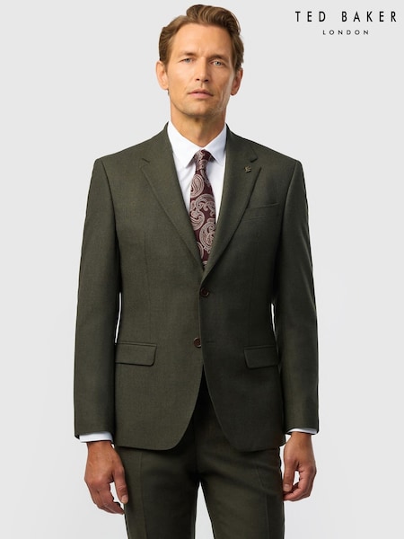 Forest Green - Regular Ted Baker Tailoring Tailored Fit Stretch Flannel Jacket