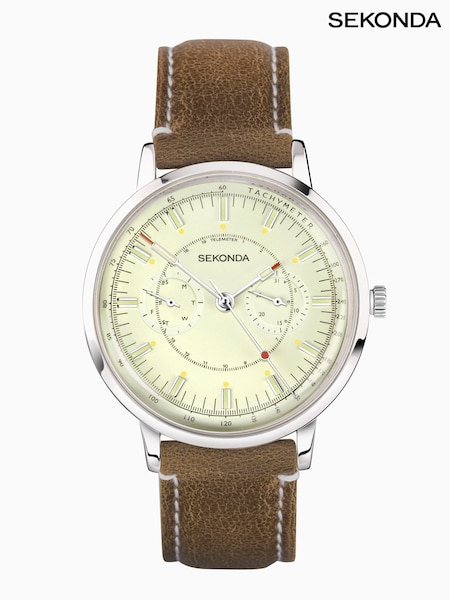Sekonda Mens Leather Strap Brown Watch (269697) | £90