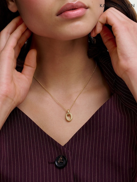 Gold Tone - Karen Millen Chain Link Pendant Necklace