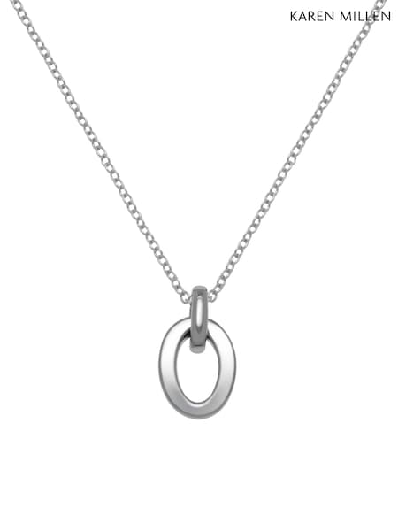 Silver Tone - Karen Millen Chain Link Pendant Necklace