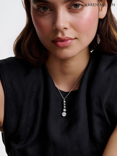 Silver Tone - Karen Millen Crystal Flow Pendant