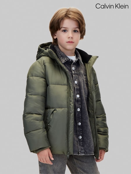 Blue - Calvin Klein Kids Hooded Puffer Coat