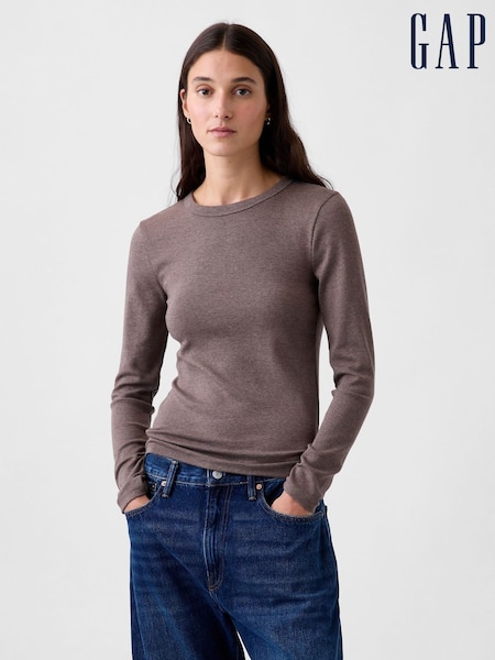 Cool Brown - Gap Modern Long Sleeve T-shirt