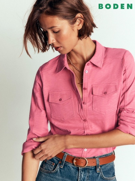 Pink - Boden Seam Detail Jersey Shirt