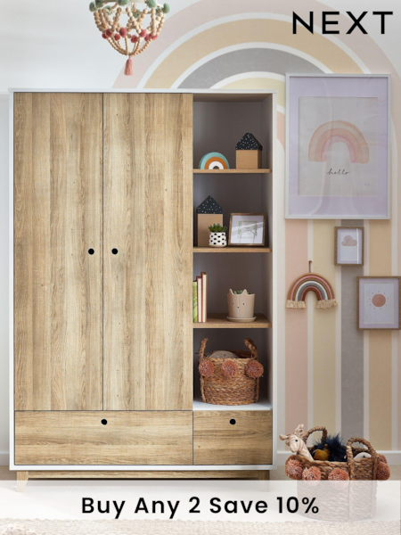 White/Wood Effect Parker Kids Wardrobe (271962) | £525