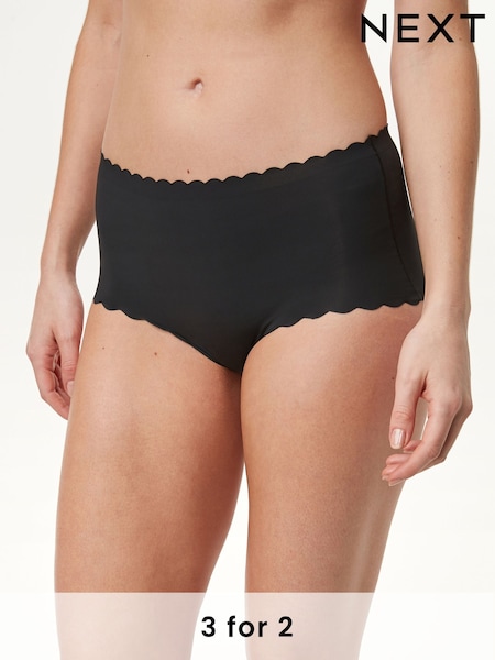 Black Midi No VPL Scallop Edge Knickers (272148) | £9