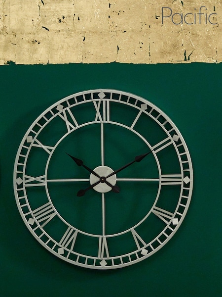 Pacific Silver Antique Silver Metal Round Wall Clock (272149) | £100
