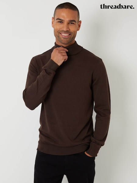 Brown - Regular Threadbare Knitted Roll Neck Jumper
