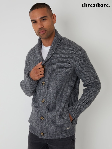 Grey - Regular Threadbare Shawl Cardigan