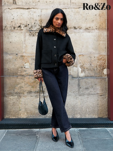 Animal - Ro&zo Leopard Detachable Faux Fur Jacket With Wool