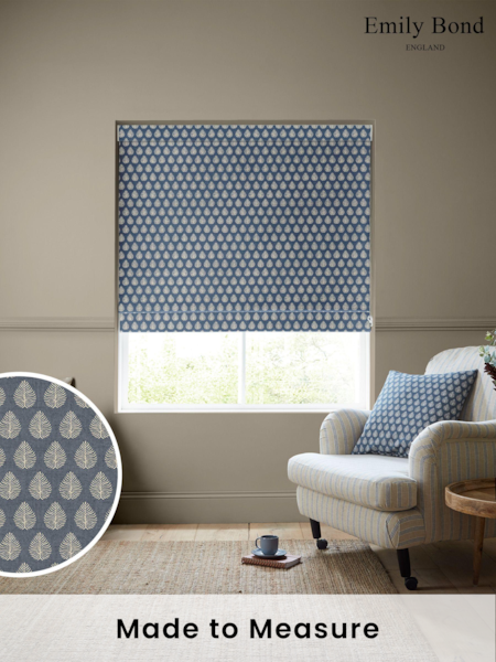 Emily Bond Indigo Blue 100% Cotton Jaipur Made to Measure Roman Blinds (272711) | £79