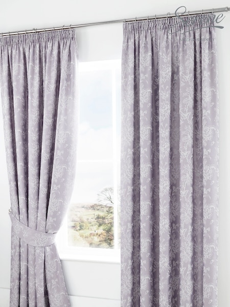 Serene Purple Jasmine Floral Jacquard Pencil Pleat Curtains (273471) | £40 - £50