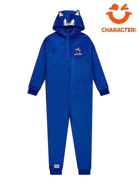 Blue - Regular Character Sonic The Hedgehog Fleece With 3d Ears On Hood