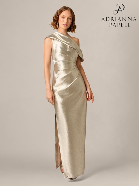 Gold - Adrianna Papell Aidan Mattox Woven Jacquard Long Dress