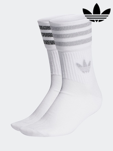 adidas Originals Grey/White Mid Cut Glitter Crew Socks 2 Pack (276008) | £13