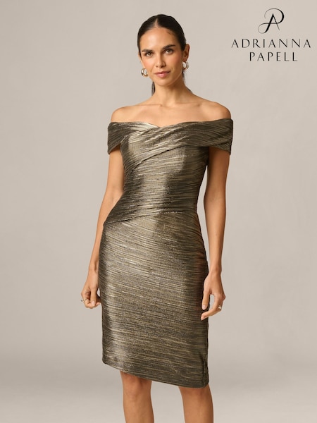 Gold - Adrianna Papell Metallic Knit Mini Dress