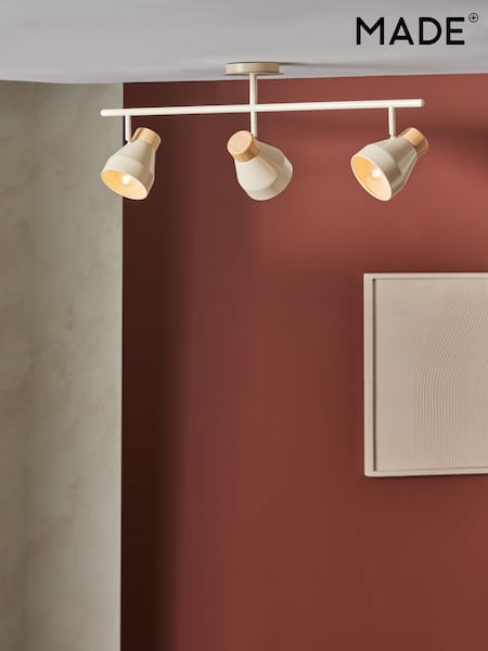 MADE.COM Cream Albert 3 Light Linear Pendant Bar Ceiling Light (276215) | £99
