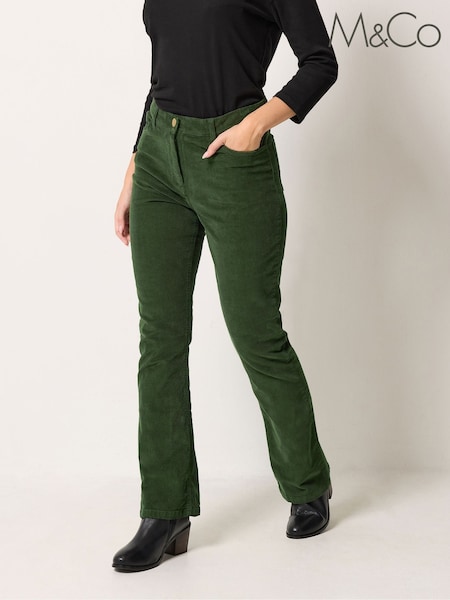 Green - M&co Bootcut Corduroy Trousers