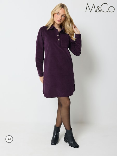 Purple - M&co Cord Pocket Dress